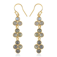 Sea Green Chalcedony Dangle Earrings in 14K Yellow Gold Over Sterling Silver 2.70 ctw