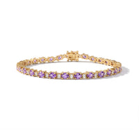 D''Joy Premium Purple Sapphire, Moissanite Bracelet in 18K Vermeil YG Over Sterling Silver (7.25 In) 7.00 ctw