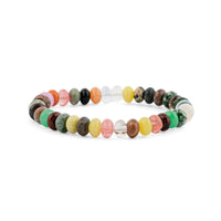 Multi Gemstone 92.00 ctw Rondel Stretch Bracelet (6-8In)
