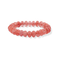 Cherry Quartz 115.00 ctw Rondel Stretch Bracelet (6-8In)