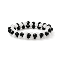 Black and White Jasper 132.00 ctw Peanut Stretch Bracelet (6-7In)