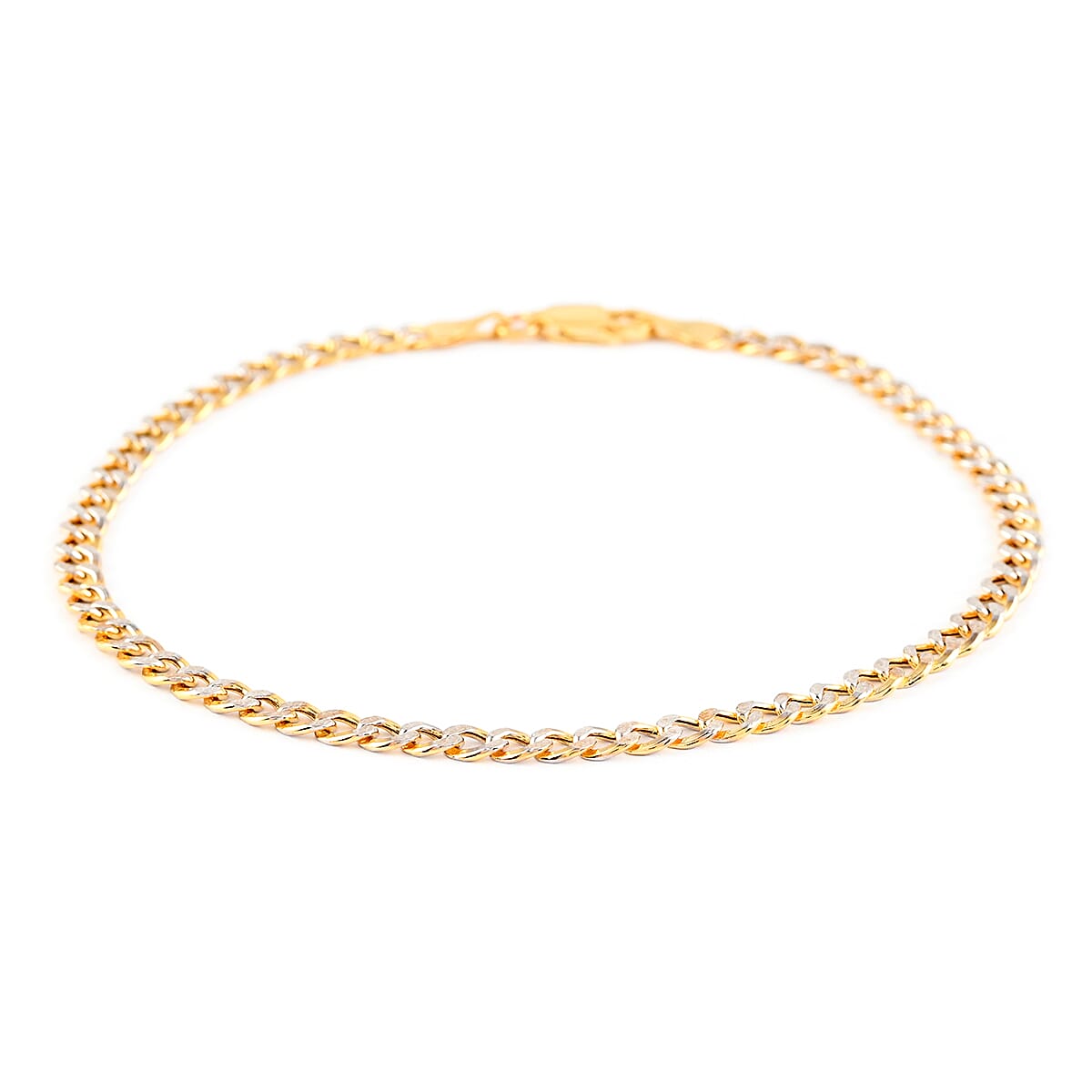Vegas Closeout Deal 10K Yellow Gold 3.5mm Pave Curb Bracelet (7.50 In) 1.90 Grams