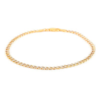 Vegas Closeout Deal 10K Yellow Gold 3.5mm Pave Curb Bracelet (7.50 In) 1.90 Grams