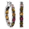 Multi-Tourmaline Inside Out Hoop Earrings in Platinum Over Sterling Silver 9.15 ctw - Sticky add to cart bar