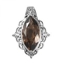 Brazilian Smoky Quartz Solitaire Pendant in Platinum Over Copper with Magnet 5.30 ctw