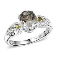 D'Joy Montezuma Prasiolite and Simulated Peridot 1.90 ctw Diamond Ring in Sterling Silver (Size 10.0)
