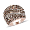 Natural Champagne and White Diamond Ring in Vermeil Rose Gold Over Sterling Silver 7.75 Grams 2.00 ctw - Sticky add to cart bar