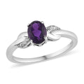 Amethyst and Natural White Zircon Ring in Platinum Over Sterling Silver (Size 9.0) 1.15 ctw - Sticky add to cart bar
