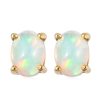 Ethiopian Welo Opal Solitaire Stud Earrings in 14K YG Over Sterling Silver 1.00 ctw