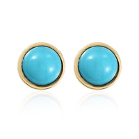 AMERICAN Natural Sleeping Beauty Turquoise Solitaire Stud Earrings in 14K Yellow Gold Over Sterling Silver 1.00 ctw