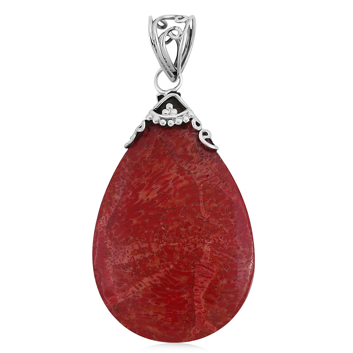 Sponge Coral Teardrop Pendant without Chain in Sterling Silver