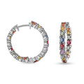 Multi Sapphire Hoop Earrings in Platinum Over Sterling Silver 8.00 ctw - Sticky add to cart bar