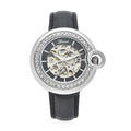 GENOA Simulated Diamond Automatic Mechanical Movement Watch with Black Genuine Leather Strap (40mm) (7.25-8.25 Inches) 1.10 ctw - Sticky add to cart bar