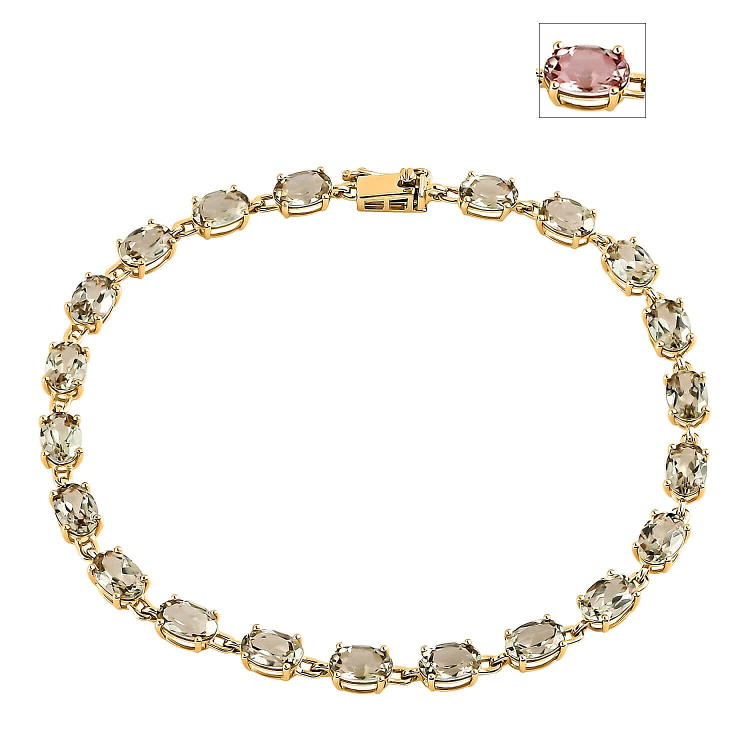 Doorbuster LUXORO 14K Yellow Gold AAA Turkizite Line Bracelet (7.25 In) 3.70 Grams 9.75 ctw