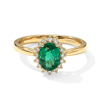 Luxoro 10K Yellow Gold AAA Kagem Zambian Emerald, Diamond (G-H, SI) (0.17 cts) Ring (Size 10.0) 1.50 ctw