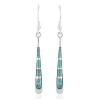 SANTA FE Style Turquoise Drop Earrings in Sterling Silver 1.50 ctw