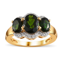 Natural Chrome Diopside and White Zircon 2.75 ctw Ring in 14K YG Over Sterling Silver (Size 10.0)