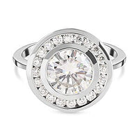 Moissanite 2.15 ctw Ring in Platinum Over Sterling Silver (Size 11.5)