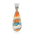 SANTA FE Style Spiny Turquoise Teardrop Pendant in Sterling Silver 0.65 ctw - Sticky add to cart bar