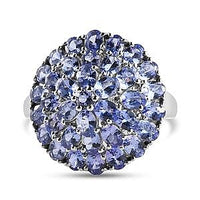 Tanzanite 6.18 ctw Cluster Ring in Platinum Over Sterling Silver (Size 10)