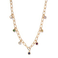 Multi Gemstone Station Necklace 18 Inches in Vermeil Yellow Gold Over Sterling Silver 1.85 ctw - Sticky add to cart bar