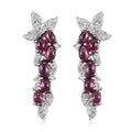 GP Italian Garden Collection Orissa Rhodolite Garnet and White Zircon Dangling Earrings in Platinum Over Sterling Silver 4.40 ctw - Sticky add to cart bar