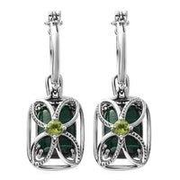 African Malachite and Peridot Multi Wear Earrings in Stainless Steel 17.45 ctw