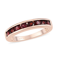AMERICAN Arizona Anthill Garnet Half Eternity Band Ring in 14K Rose Gold Over Sterling Silver (Size 7.0) 0.85 ctw