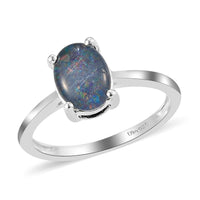 Boulder Opal Triplet Solitaire Ring in Sterling Silver (Size 5.0) 1.00 ctw