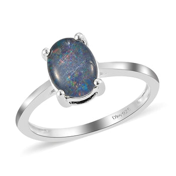 Boulder Opal Triplet Solitaire Ring in Sterling Silver (Size 5.0) 1.00 ctw - Product card gallery slide 1 (10178540273977)