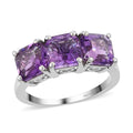 Asscher Cut Moroccan Amethyst 3 Stone Ring in Platinum Over Sterling Silver (Size 10.0) 3.10 ctw - Sticky add to cart bar