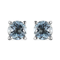 Mangoro Aquamarine Solitaire Stud Earrings in Platinum Over Sterling Silver 0.90 ctw