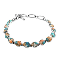 SANTA FE Style Turquoise Adjustable Toggle Clasp Bracelet in Sterling Silver 8.00 In (10.10 g) 3.00 ctw
