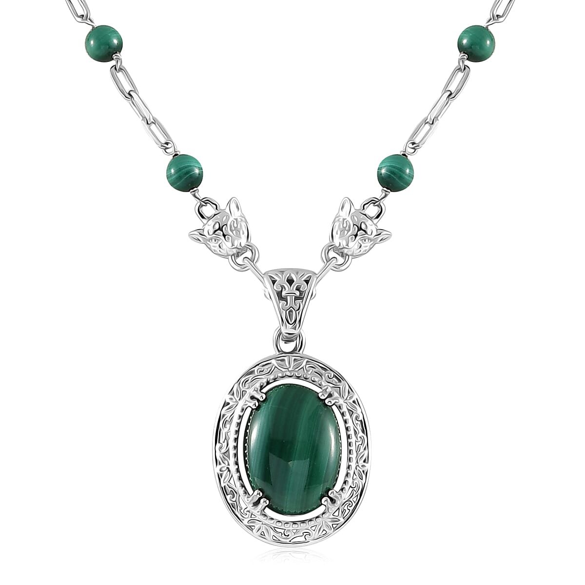 KARIS Blue Turquoise Fancy Necklace 18 Inches in Platinum Bond 24.00 ctw