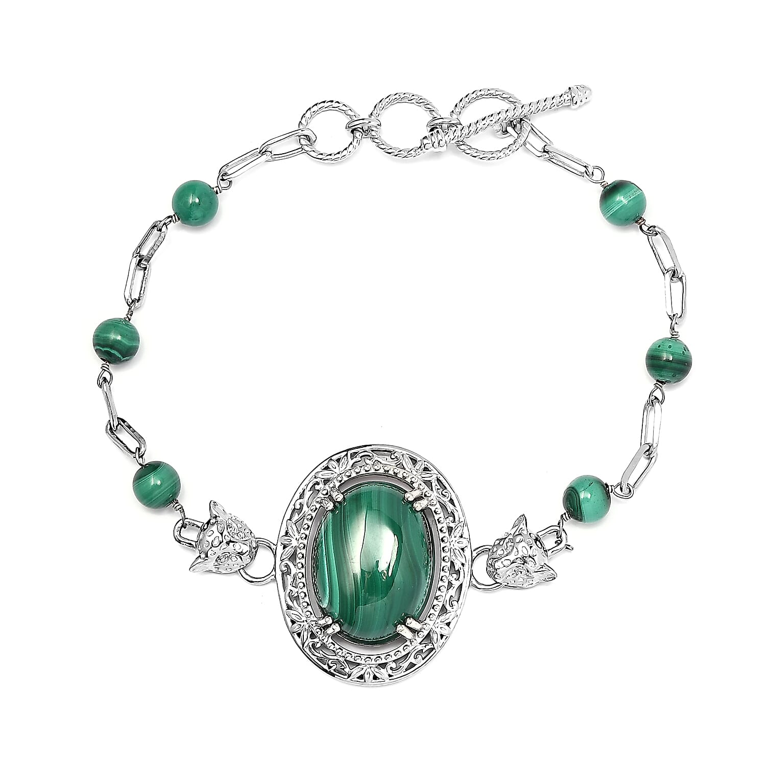 KARIS Mojave Blue Turquoise Toggle Clasp Adjustable Bracelet in Platinum Bond (6.50-8.50In) 20.75 ctw