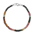 Closeout Deal HKK Multi-Tourmaline Beaded Bracelet in Rhodium Over Sterling Silver (7.25 In) 20.00 ctw - Sticky add to cart bar