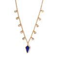 Statement Kite Lapis Lazuli and Dainty White Topaz Station Necklace 18 Inches in Vermeil Yellow Gold Over Sterling Silver 13.15 Grams 6.75 ctw - Sticky add to cart bar