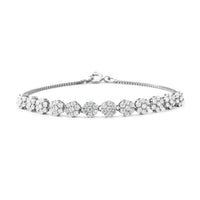 Simulated Diamond Bracelet in Rhodium Over Sterling Silver (7.50 In)