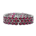 Orissa Rhodolite Garnet Three Row Bracelet in Sterling Silver (8.00 In) 29 Grams 70.00 ctw - Sticky add to cart bar