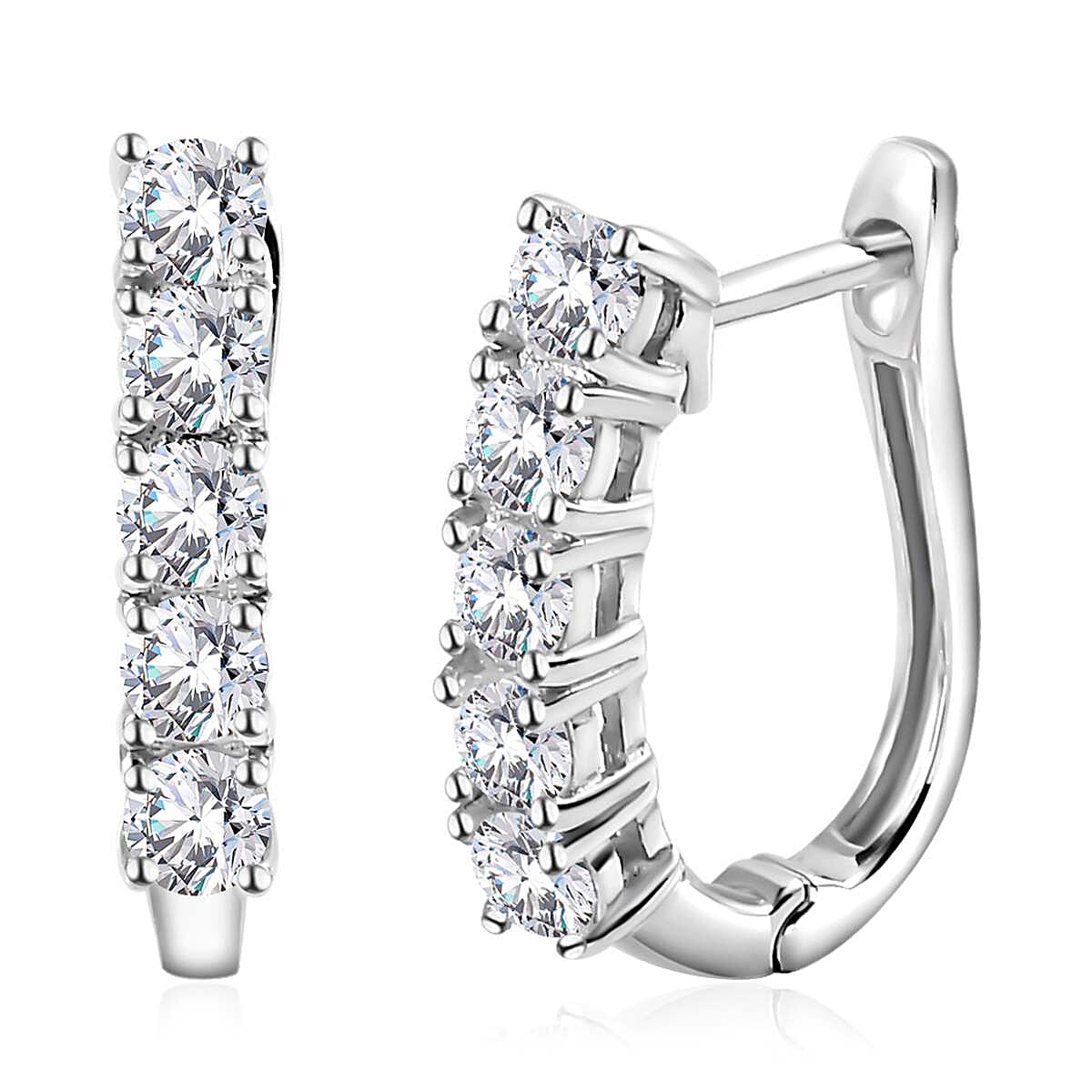Moissanite Earrings in Platinum Over Sterling Silver 1.10 ctw