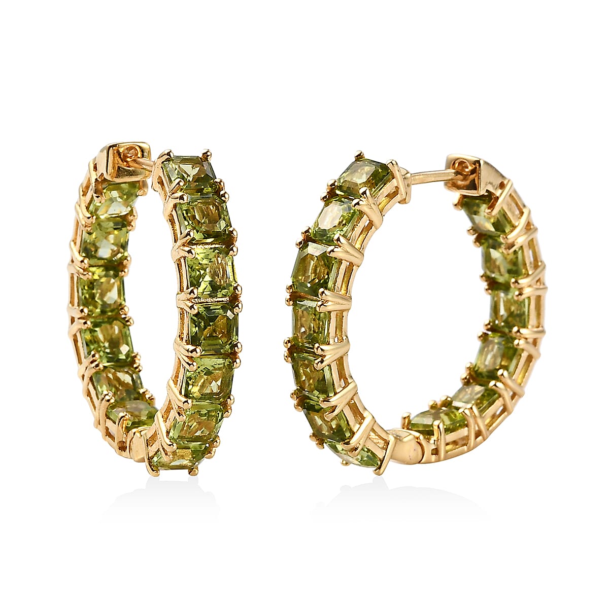 Arizona Peridot Hoop Earrings in Vermeil Yellow Gold Over Sterling Silver 10.15 ctw