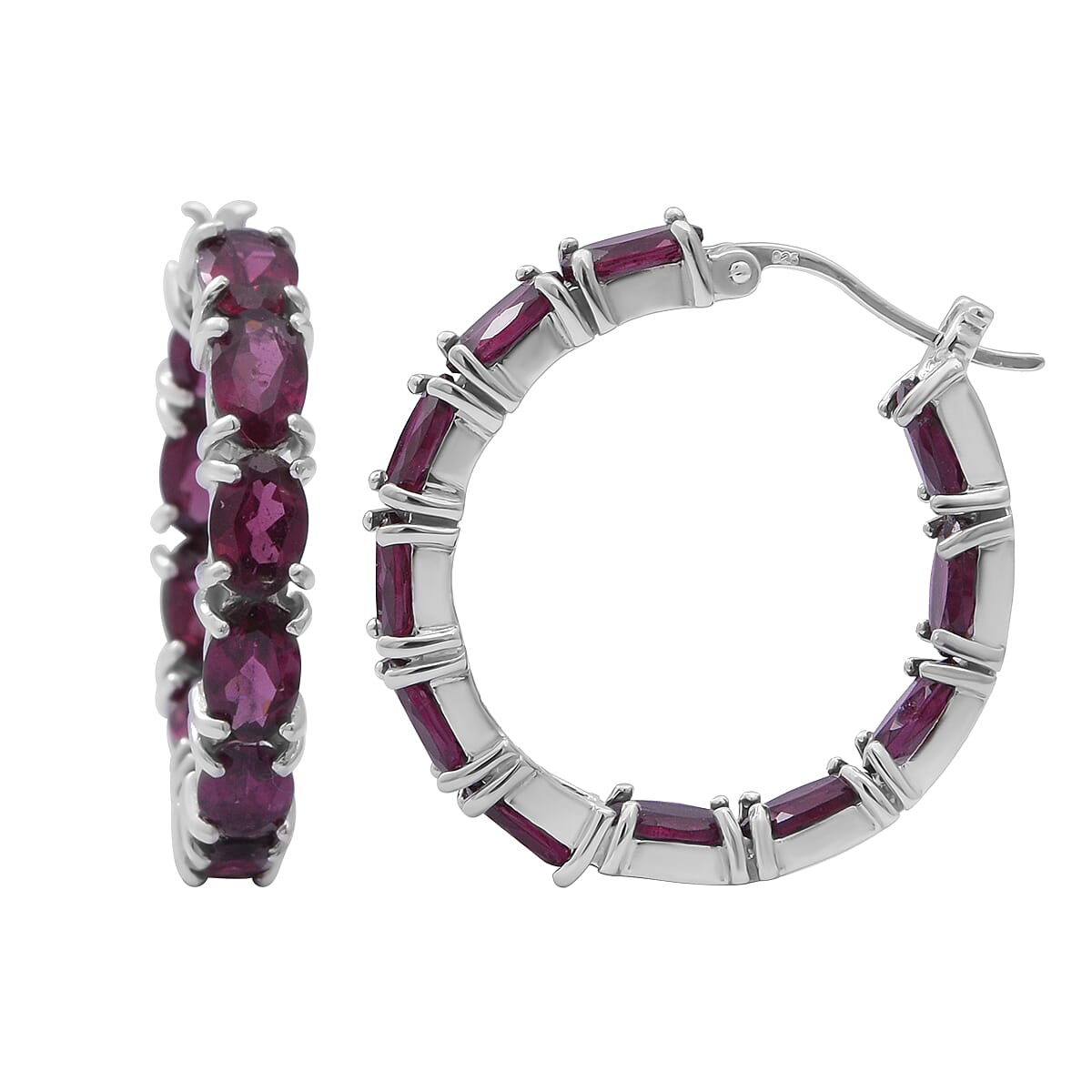 Orissa Rhodolite Garnet and Multi Gemstone Earrings in Platinum Over Sterling Silver 10.65 ctw