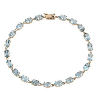 Luxoro 14K Yellow Gold AAA Santa Maria Aquamarine Tennis Bracelet (7.25 In) 8.00 ctw