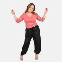 TAMSY Black Solid Trousers - One Size Missy