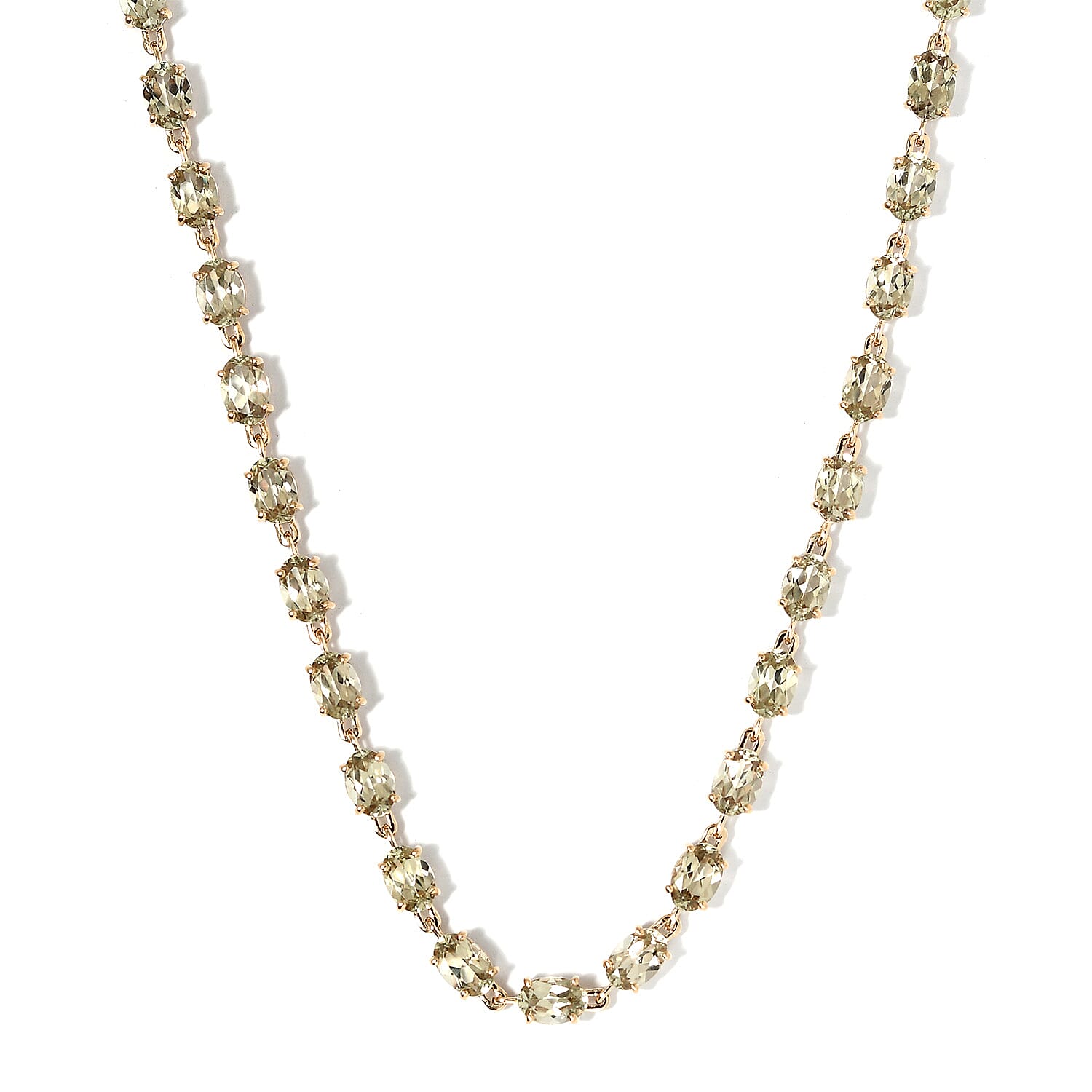 Luxoro 14K Yellow Gold AAA Turkizite Line Necklace 18 Inches 7.50 Grams 23.75 ctw
