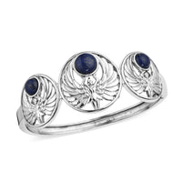 Lapis Lazuli Angel Bangle Bracelet in Stainless Steel (8.00 In) 7.00 ctw