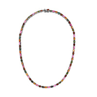 Multi-Tourmaline Tennis Necklace 18 Inches in Platinum Over Sterling Silver 29.25 ctw