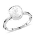 Polki Diamond Solitaire Ring in Rhodium Over Sterling Silver 0.75 ctw - Sticky add to cart bar
