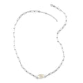 Polki Diamond Paper Clip Chain Necklace 18 Inches in Rhodium Over Sterling Silver 1.00 ctw - Sticky add to cart bar