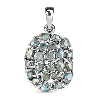 Rose Cut Blue Diamond Pendant in Rhodium Over Sterling Silver 2.50 ctw